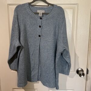 Sag Harbor Light Blue Button Down Cardigan Sweater w/ Silver 🪡 🧵 Thread